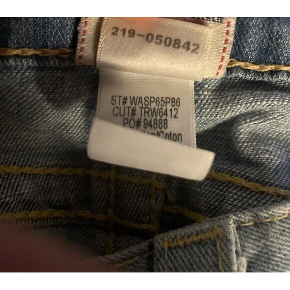 True Religion Caroline Jeans Women Sz 24 Rare Embroidered Patch LtWash Flare Y2K - Picture 7 of 14